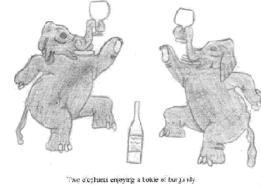 Two elephants enjoying a glass of Burgundy